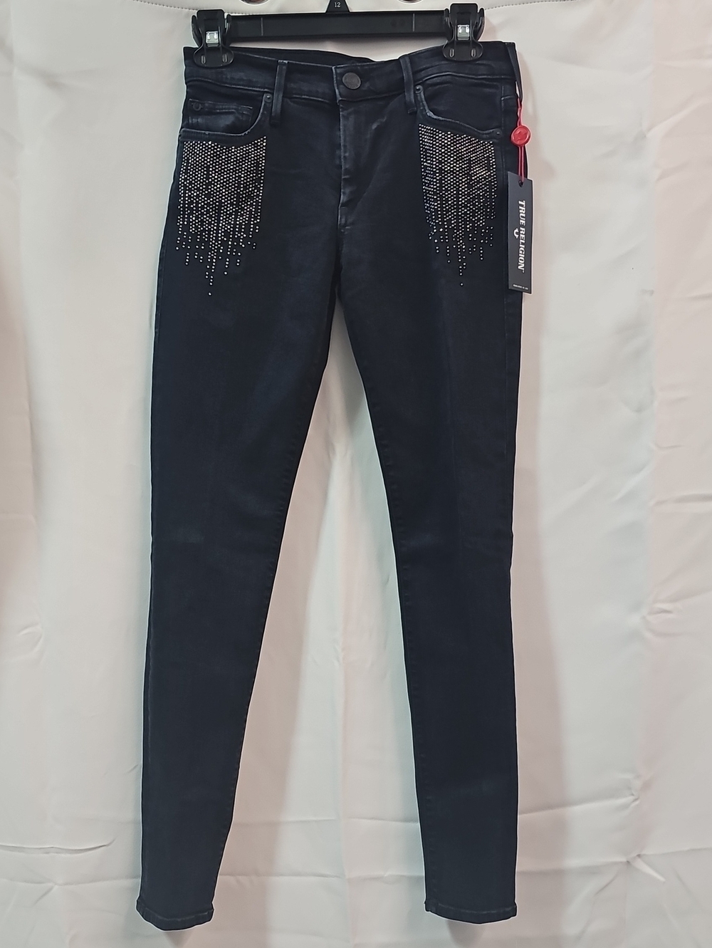 TRUE RELIGION HALLE STUDDED SUPER SKINNY MID RISE JEANS BFPM-10-024
